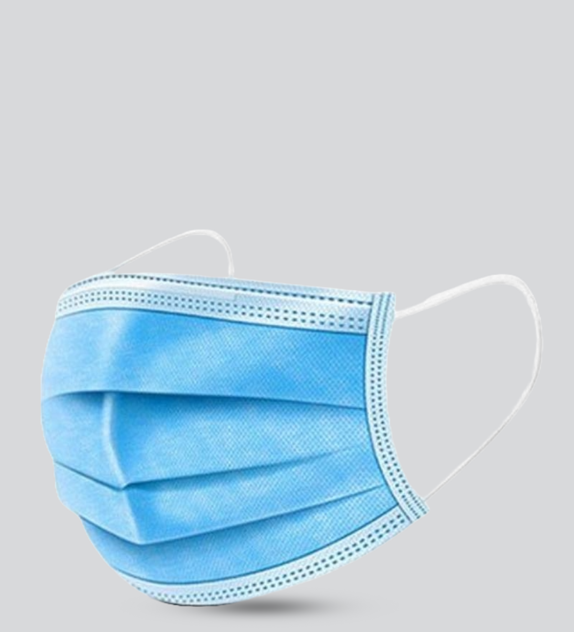 Blue disposable face masks for protection against airborne particles