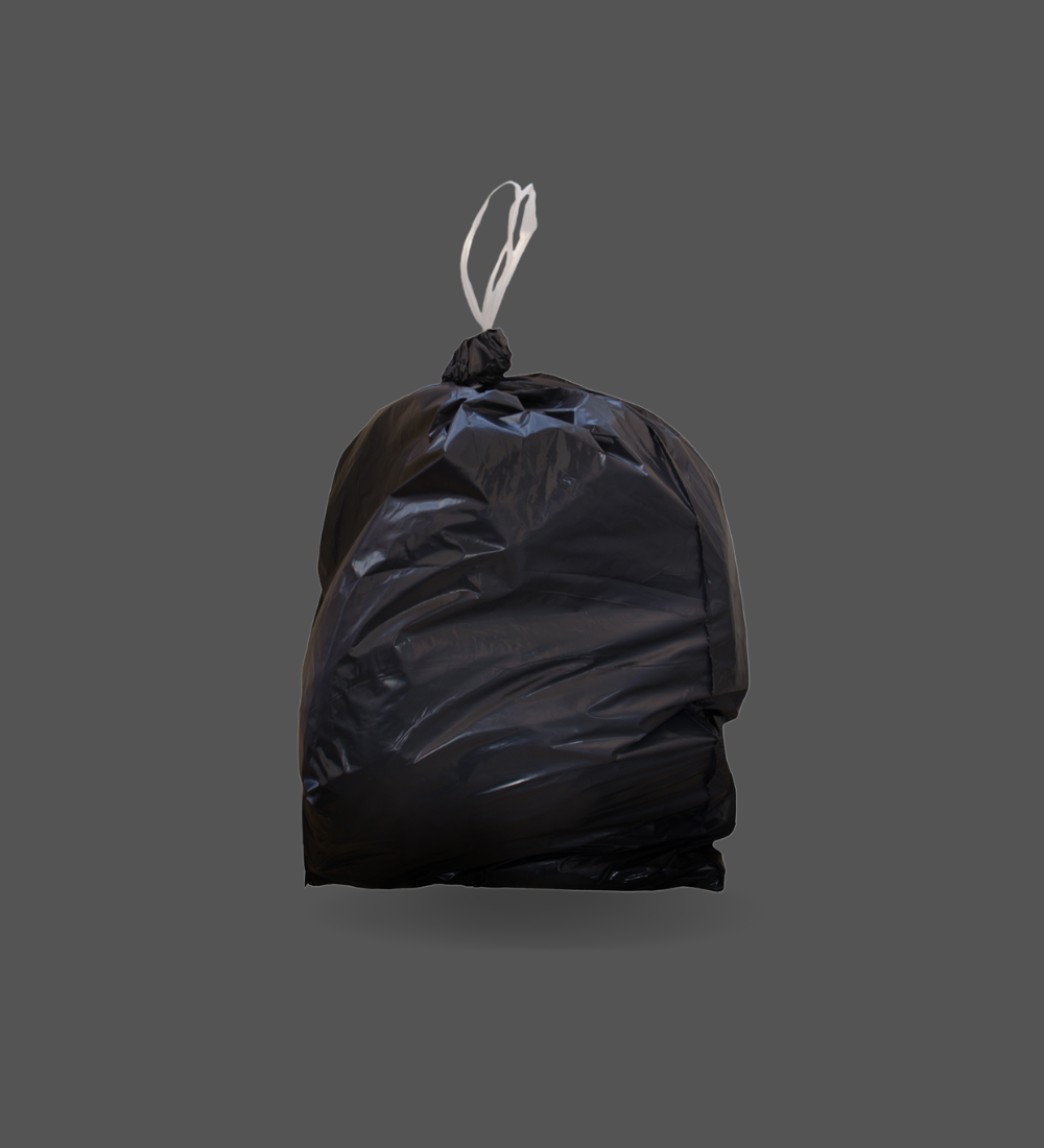 Large black garbage bag, 90x110cm size for heavy-duty waste disposal