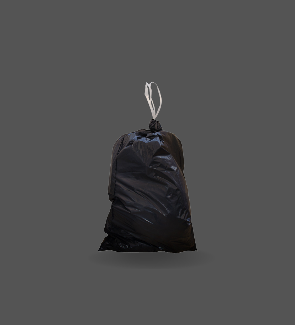 Large black garbage bag, 90x110cm, suitable for heavy-duty waste disposal