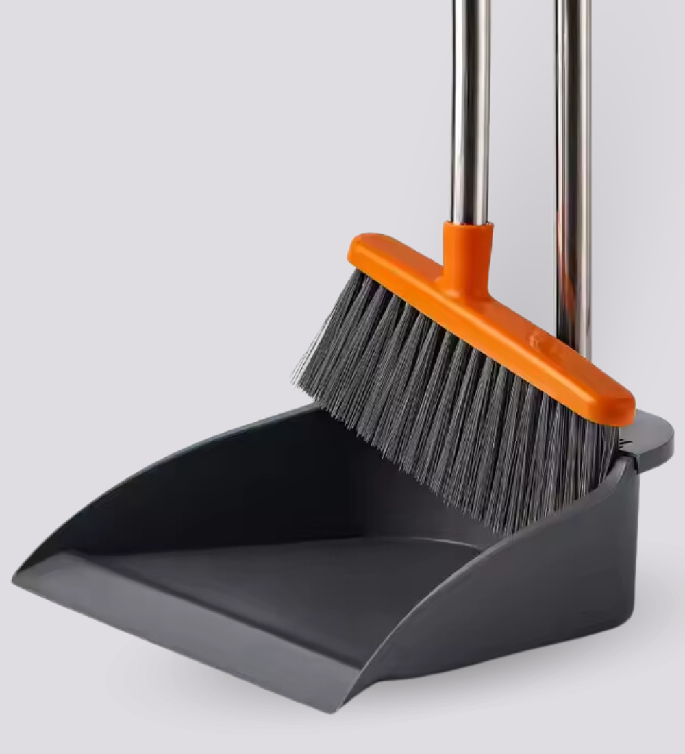 Long dustpan set with ergonomic design for efficient sweeping in Qatar, Long dustpan set for easy and efficient cleaning