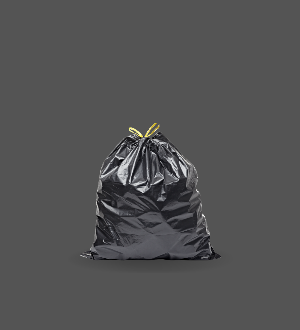 Medium-sized black garbage bag for kitchen or outdoor use