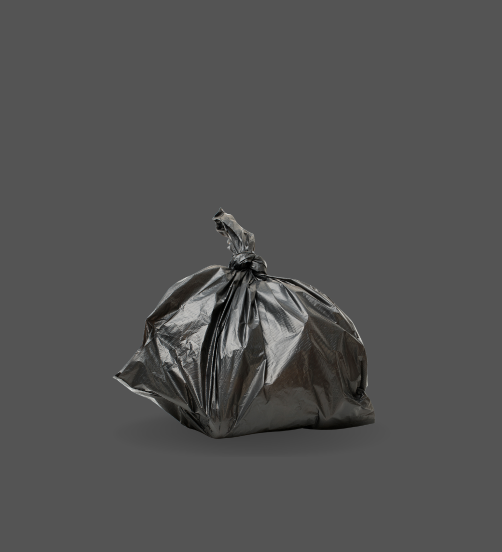 Small black trash bag for office or bathroom use